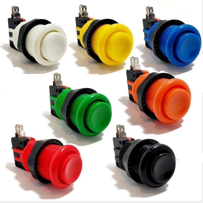 Arcade Push Button 6 X 28MM Standard with Microswitch - Happ Style -6 colors