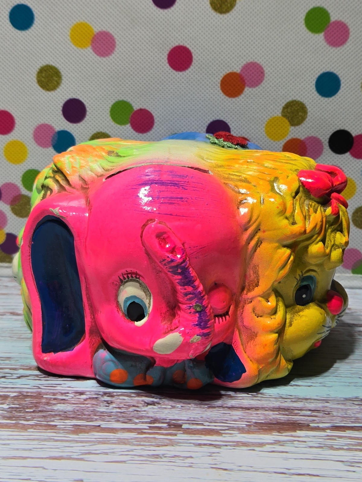 Vintage Boudoir Coin Bank Animals - Elephant - Lion - Duck - Dog Chalkware 1969