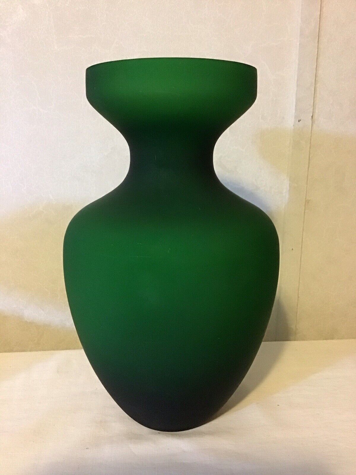 Vintage Green Satin Glass Vase