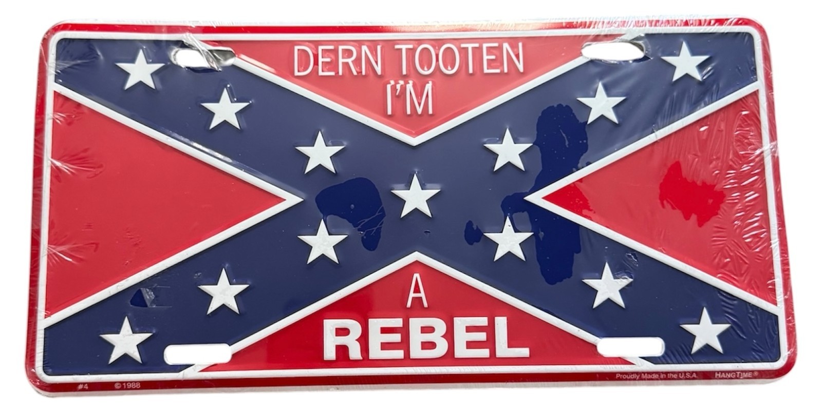 Vintage Dern Tooten I’m A Rebel License Plate Rat Rod - Man Cave NOS 1988