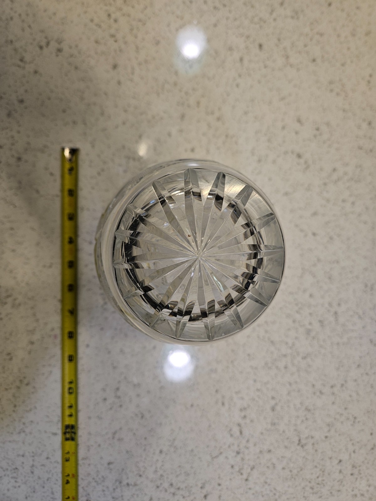 Vintage Heavy Cut Crystal Vase Starburst Fan Diamond Pattern 9\