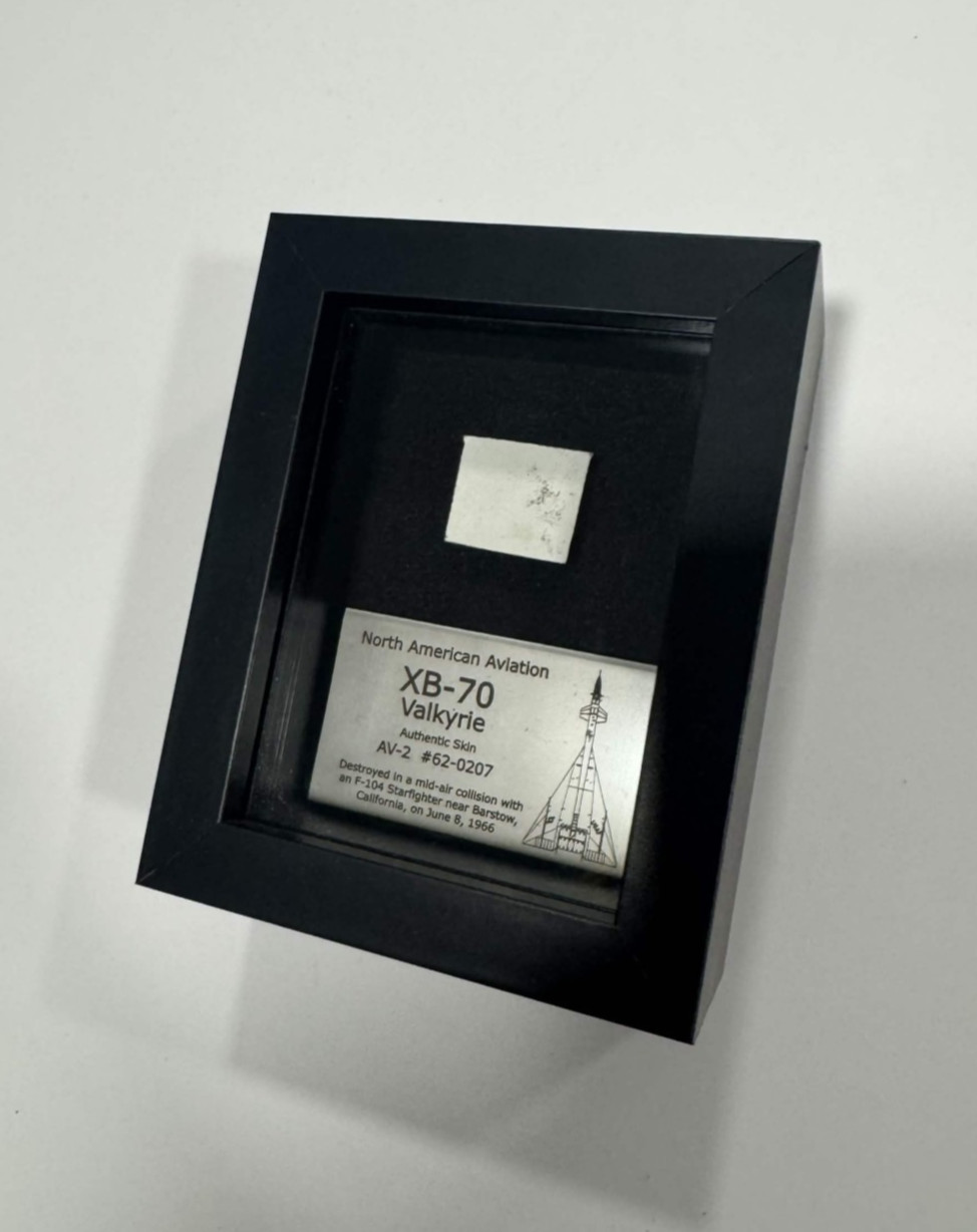 XB-70 Valkyrie Skin Section from Crash in Shadow Box Display with Info Plate