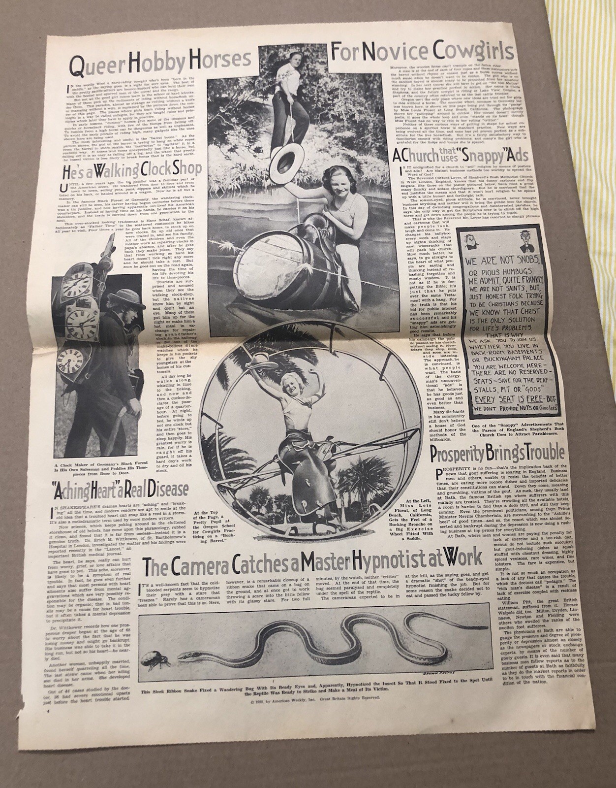 (1938) American Weekly RARE newspaper article “Hobby Horses for Cowgirls” (1938) American Weekly RARE newspaper article “Hobby Horses for Cowgirls”
