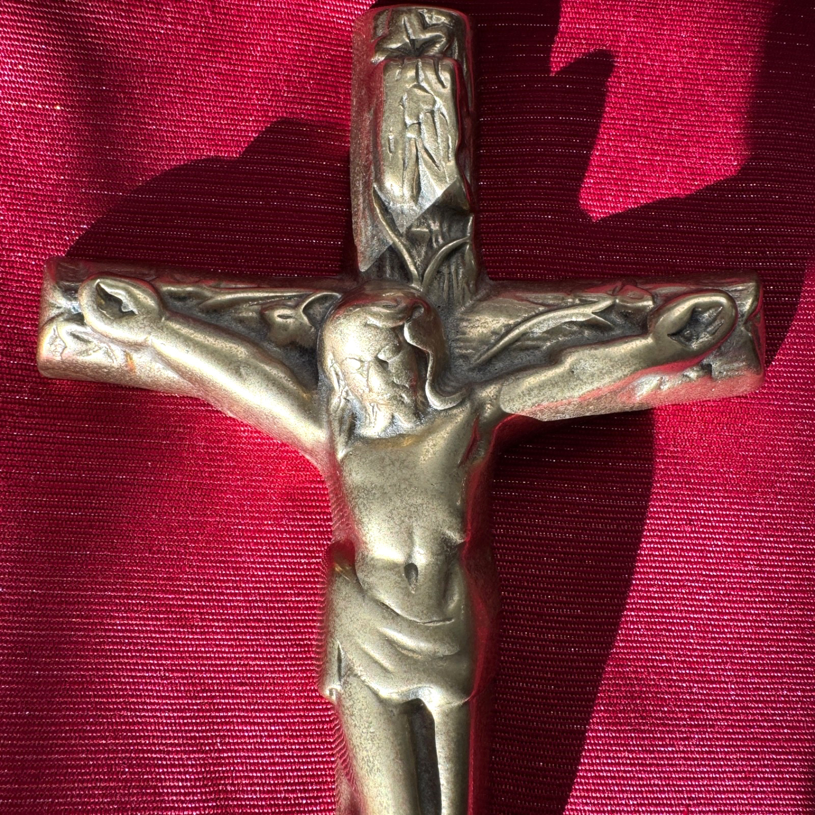 Vintage Solid Brass Wall Crucifix Jesus Christ Catholic Religious Cross 10.5