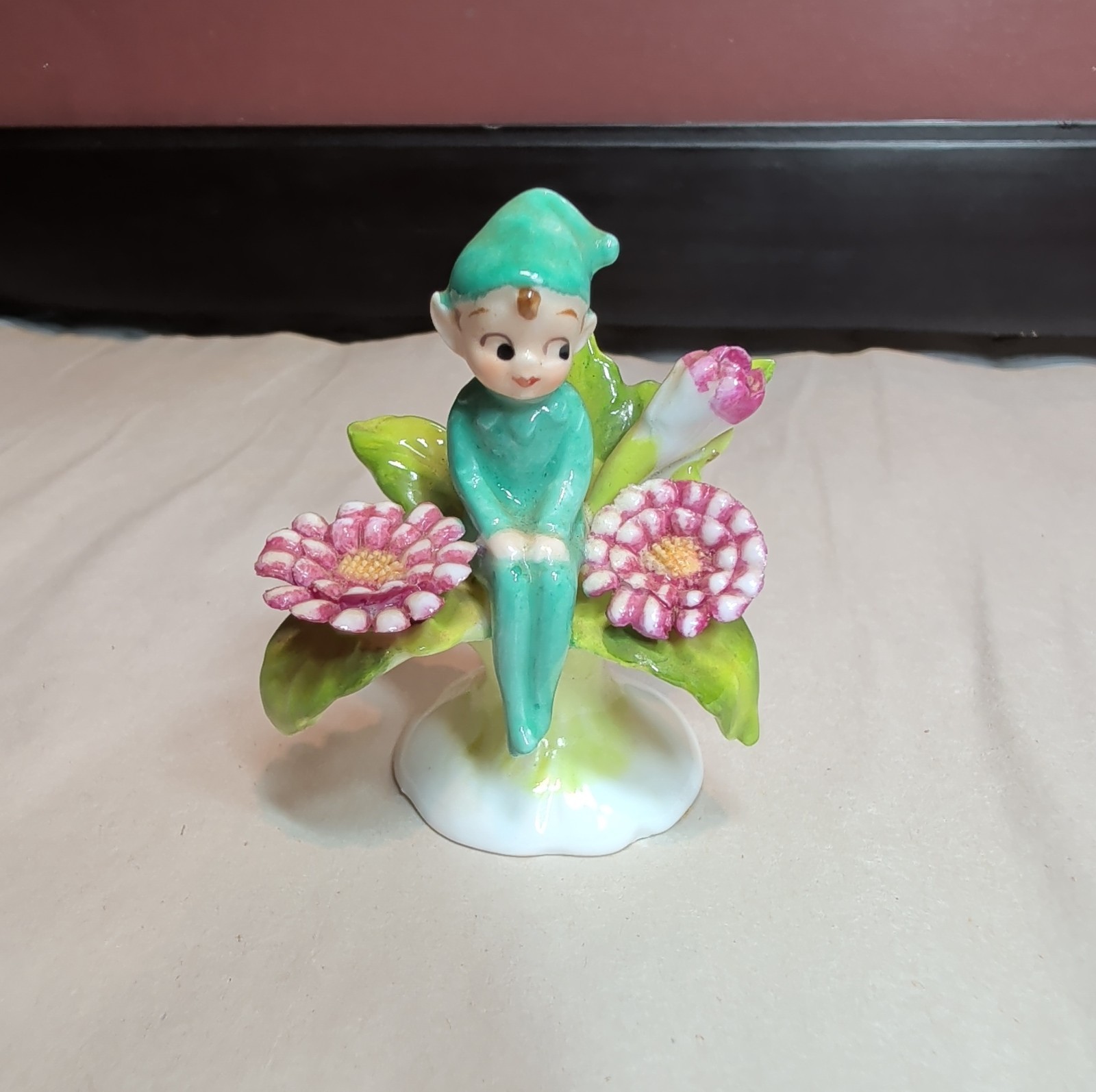 VTG Napcoware Napco Pixie Flower of the Month Elf Figurine 2.5 VTG Napcoware Napco Pixie Flower of the Month Elf Figurine 2.5