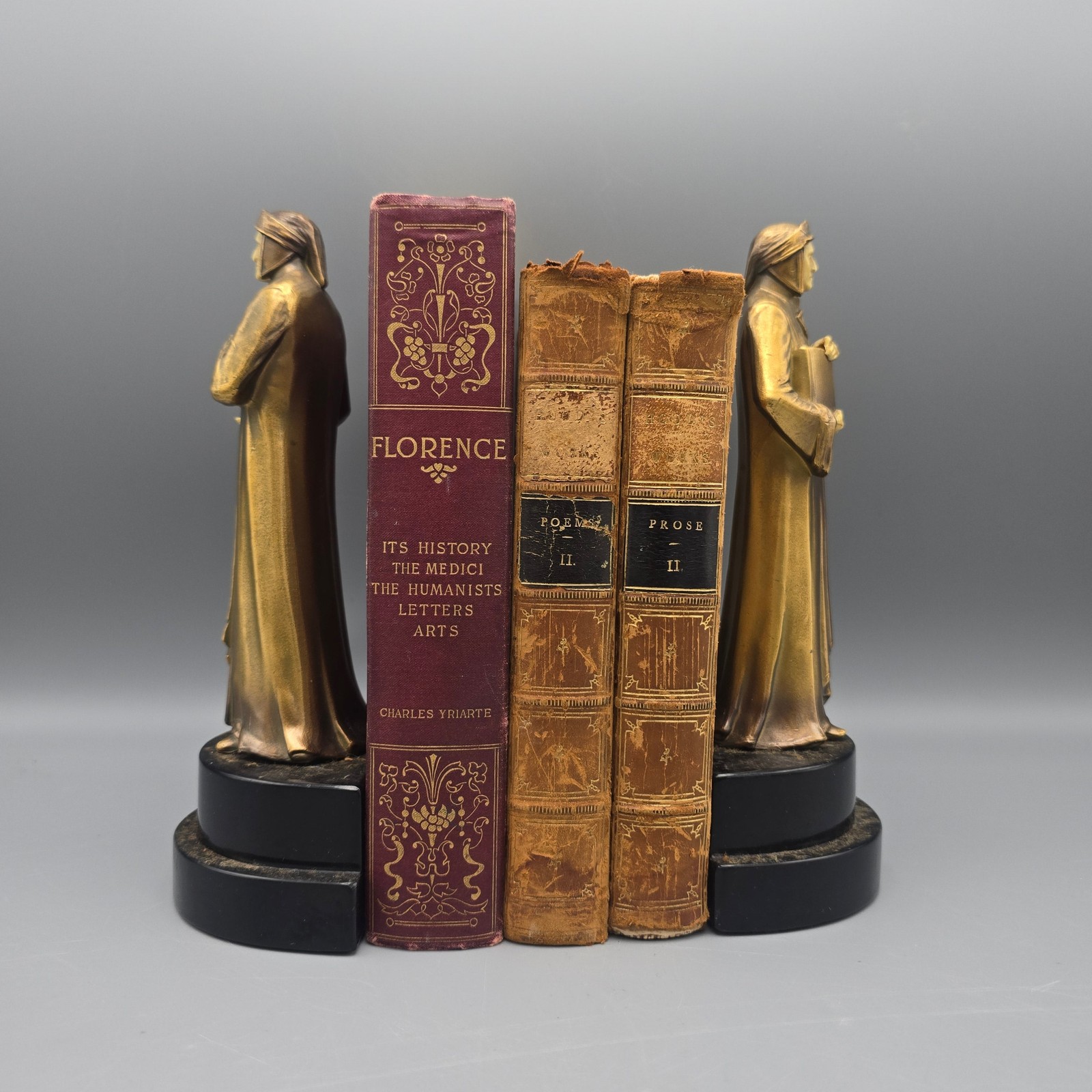 Pair Art Deco Standing Dante Bookends After Siegfried Bauer