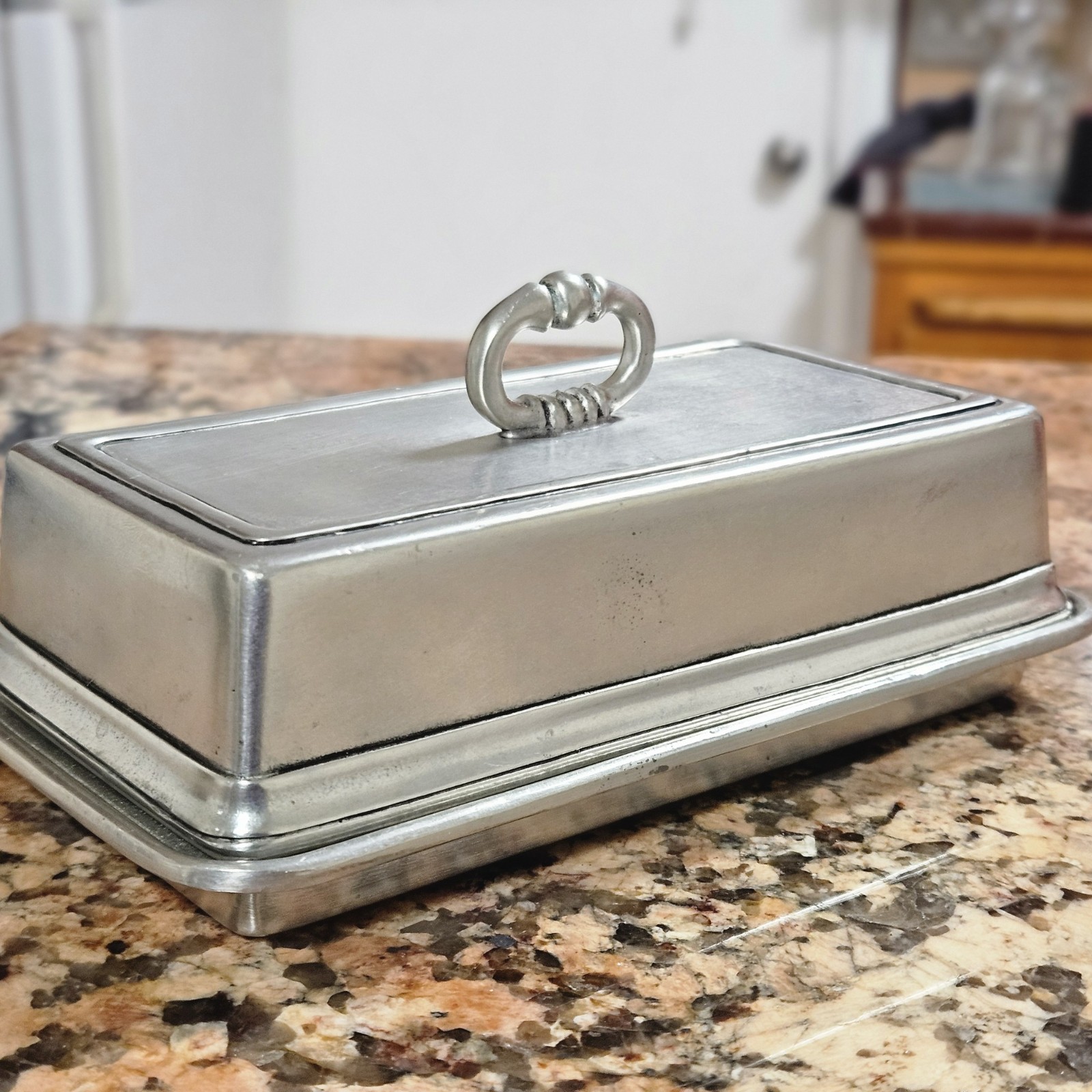 MATCH Pewter Covered Butter Dish with Removable Glass Insert Handcrafted Italy MATCH Pewter Covered Butter Dish with Removable Glass Insert Handcrafted Italy
