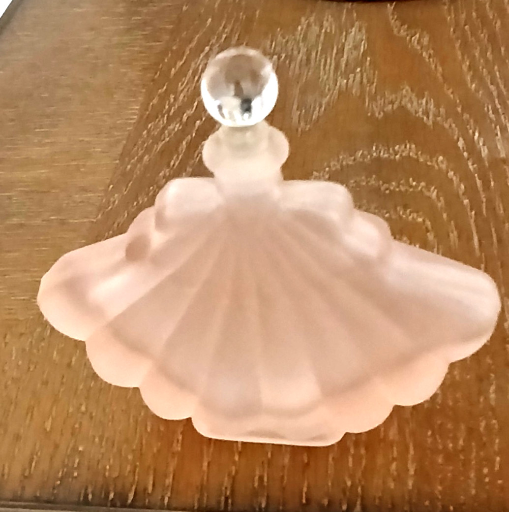 Vintage IRICE Frosted Pink Satin Perfume Bottle w/ Stopper and Sticker Vintage IRICE Frosted Pink Satin Perfume Bottle w/ Stopper and Sticker
