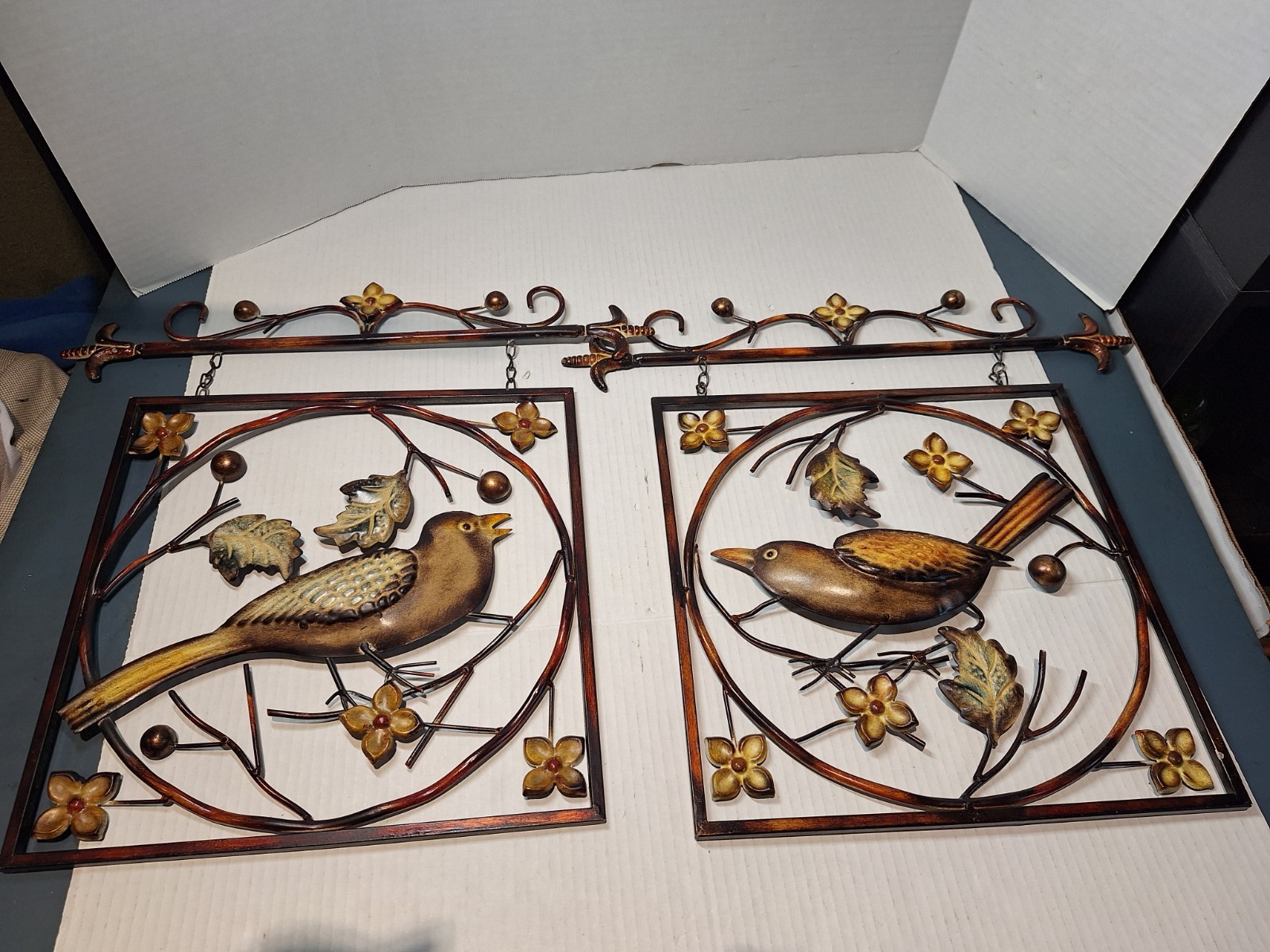 MCM 3D Metal Framed Wall Art Birds Leaves 13×16 Set Of 2 MCM 3D Metal Framed Wall Art Birds Leaves 13×16 Set Of 2