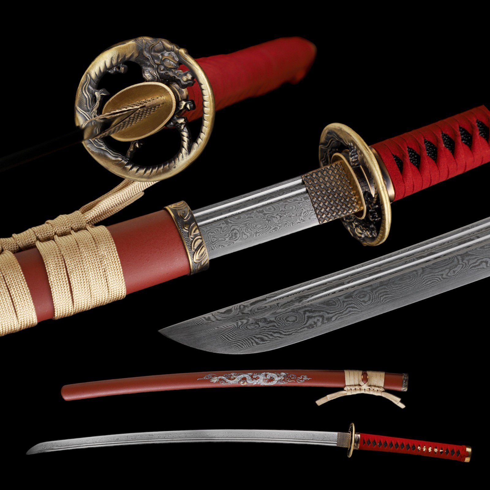 Hand Forged Japanese Katana Damascus Steel Full Tang White Dragon