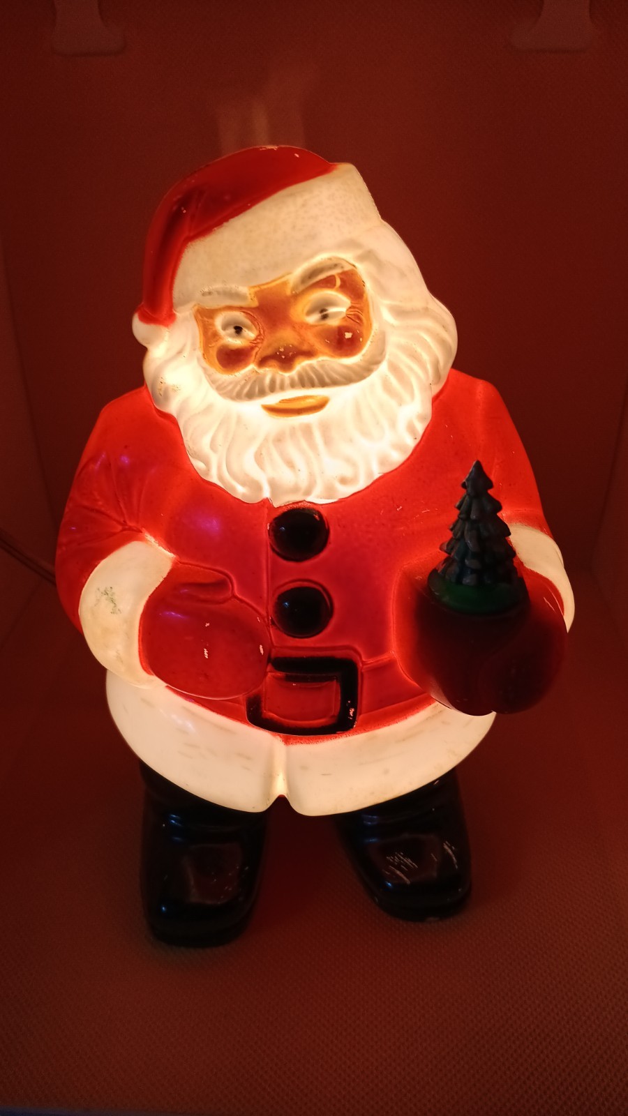 Vintage 1950's Electric Light Up Santa Table Top  Works Christmas Decor 