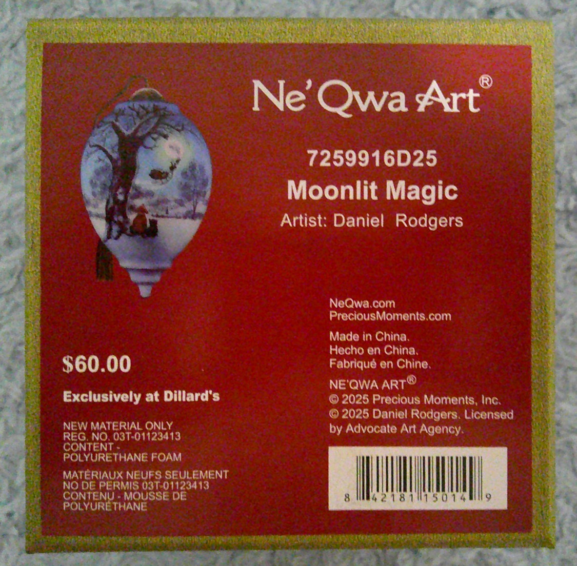 Ne'Qwa Dated 2025 Daniel Rogers MOONLIT MAGIC Christmas Ornament NIB Ne'Qwa Dated 2025 Daniel Rogers MOONLIT MAGIC Christmas Ornament NIB
