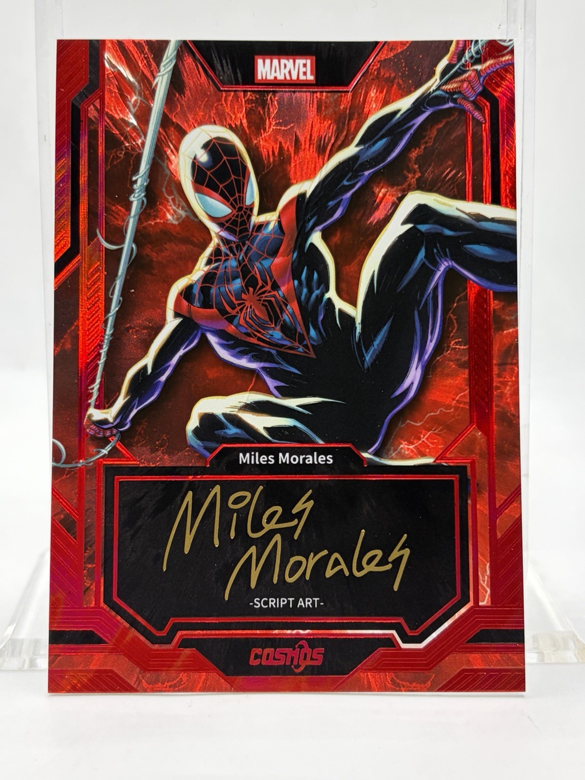 2025 Marvel Red Script Art SPIDER MAN (AU Miles Morales #\'d / 75) + Topps Now 2025 Marvel Red Script Art SPIDER MAN (AU Miles Morales #\'d / 75) + Topps Now
