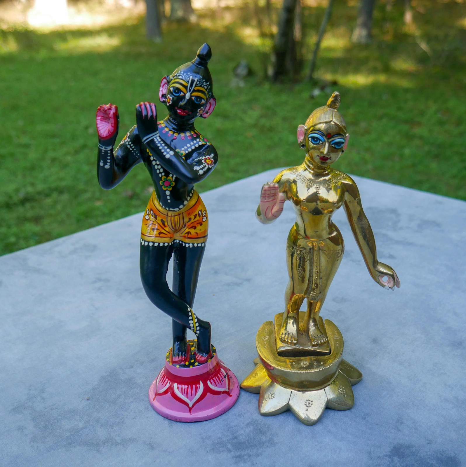Vintage Brass Sri Sri Radha Krishna Murti Statues | Hindu God Deity Vintage Brass Sri Sri Radha Krishna Murti Statues | Hindu God Deity