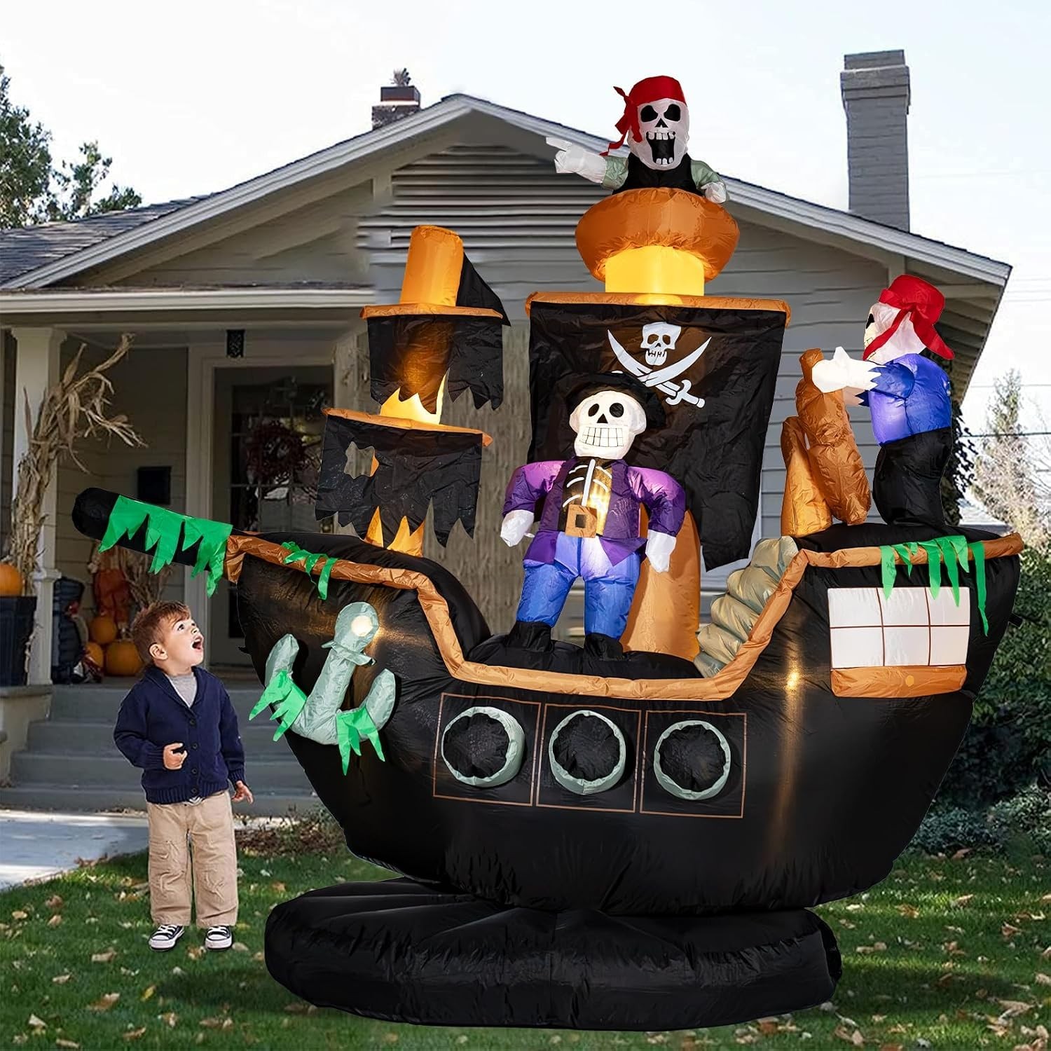 Bdor 7FT Halloween Inflatables Skeletons Ghosts Pirate Ship Outdoor Decor Bdor 7FT Halloween Inflatables Skeletons Ghosts Pirate Ship Outdoor Decor