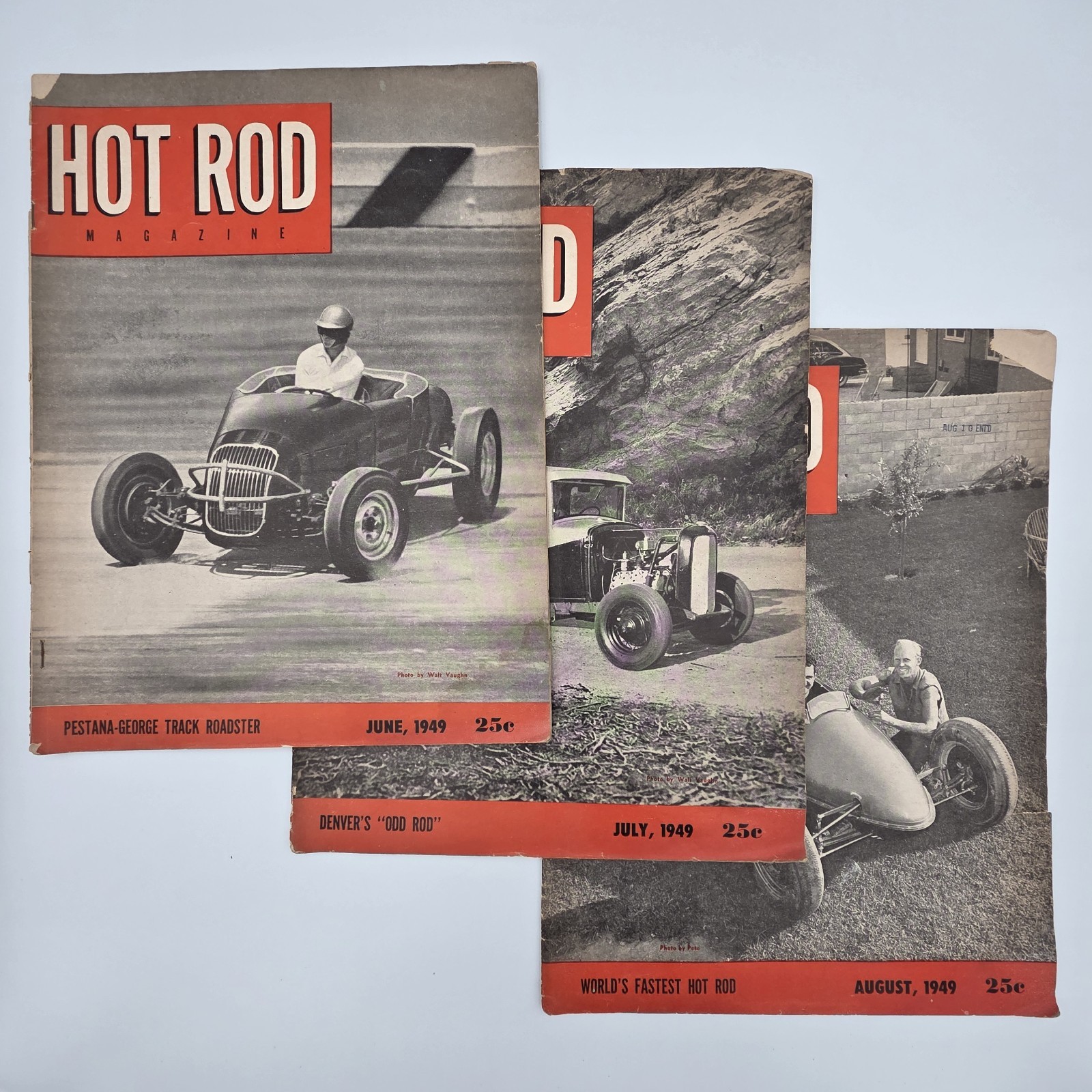 Antique Hot Rod Magazine Lot June July August 1949 Vtg Original Print