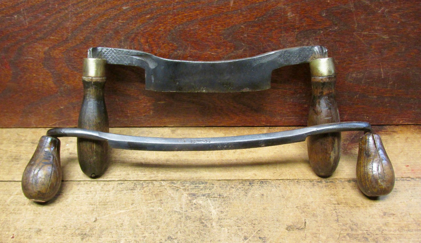 Vintage Antique F&F Fox Logo Draw Knife & Hand Forged Woodworking Very Old Tools