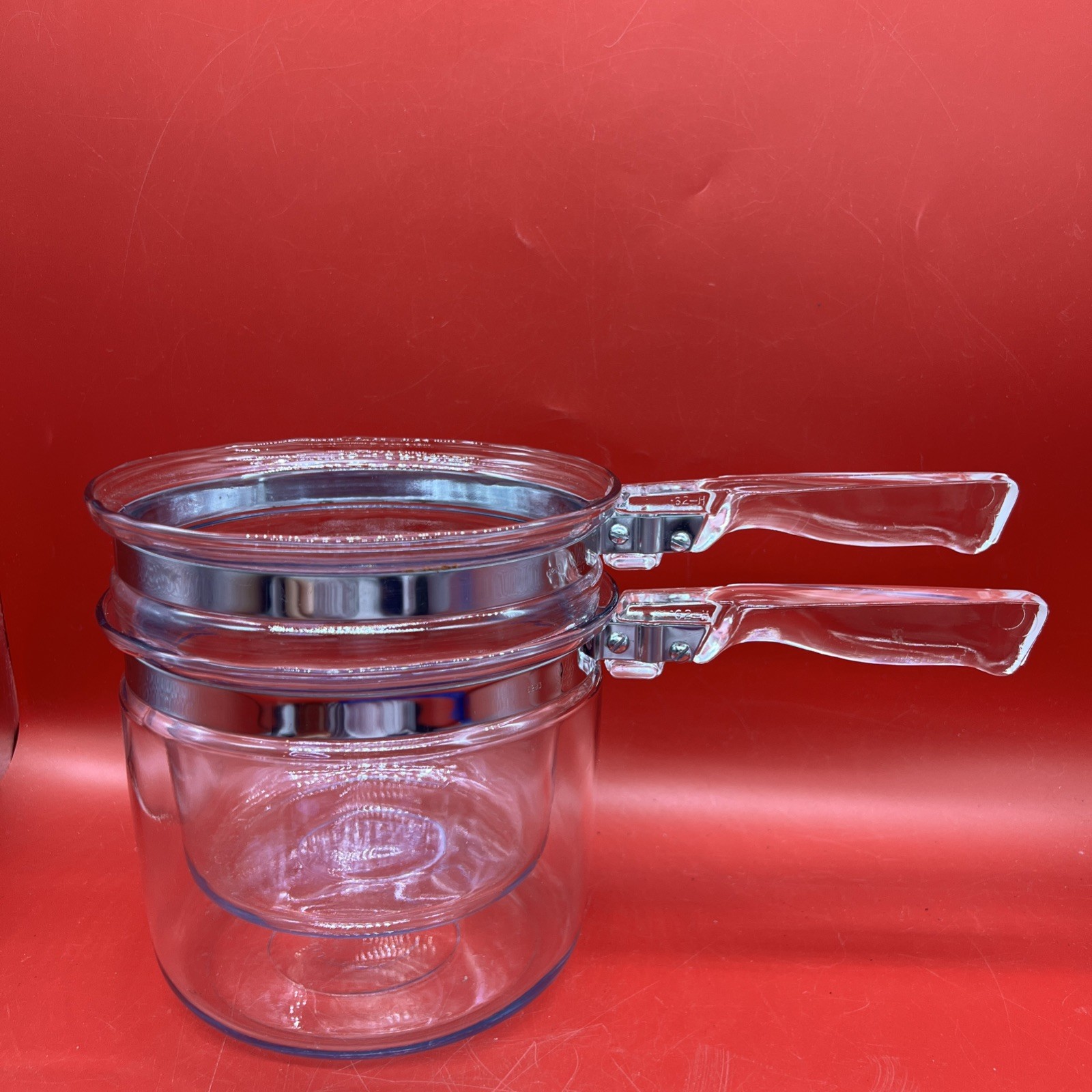 Vintage PYREX Flameware BLUE GLASS Double Boiler Pots 6763-U 6763-L  (NO LID)