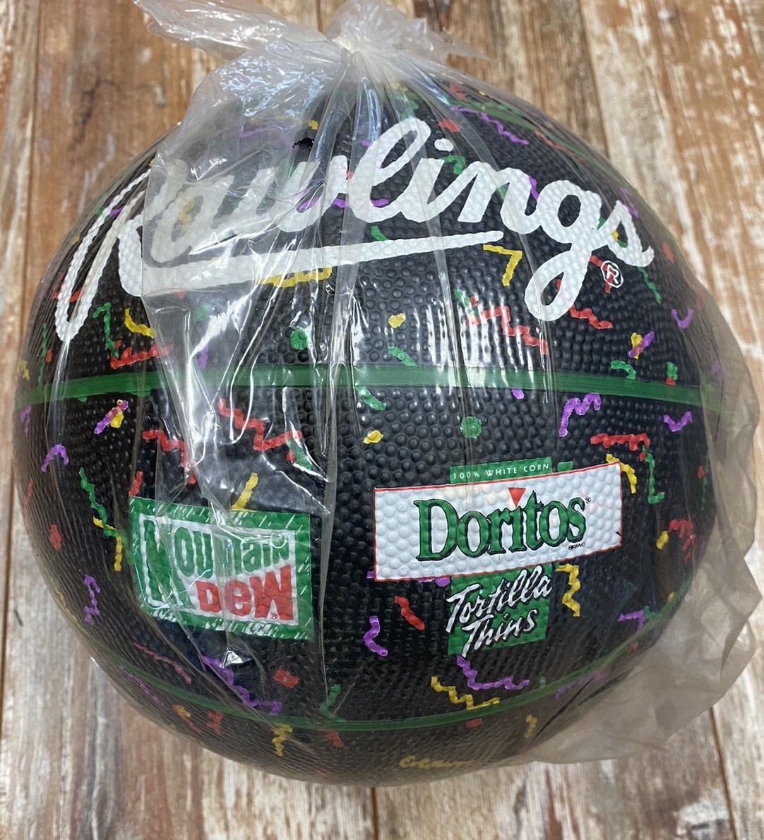 1990s Rawlings Doritos Mountain Dew Full Size Basketball Black Confetti New