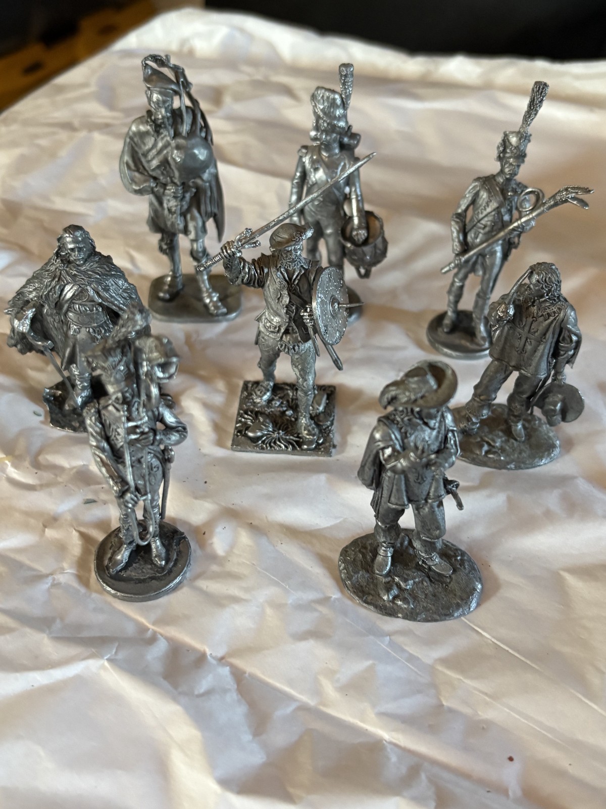 Vintage 54mm White Metal Miniature Figure Lot - 8 Napoleonic Musician Warrior Pe