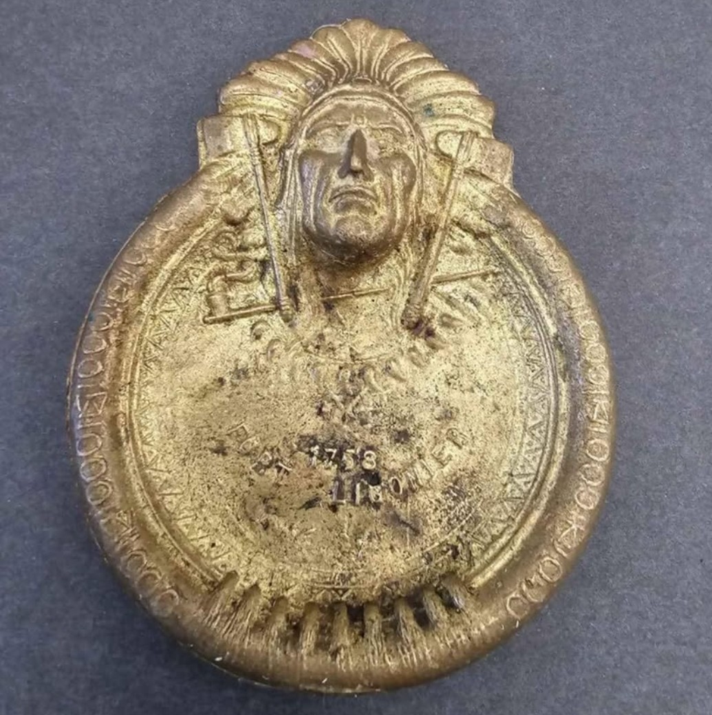 Vintage Brass finish Indian Chief Ash Tray / Tip Tray - Art Noveau