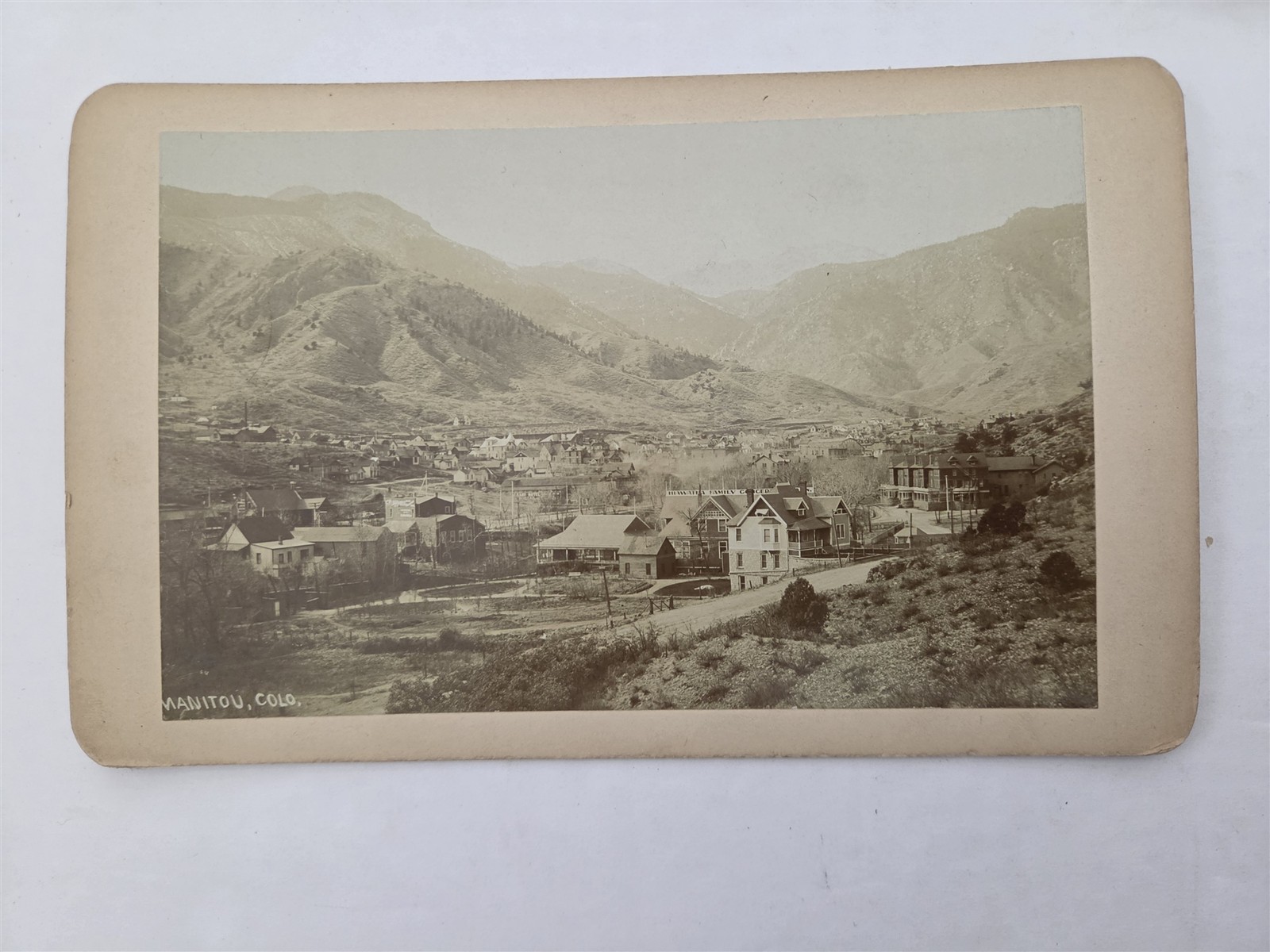 1900s antique PHOTO MANITOU SPRINGS colo PANORAMIC mountain town view