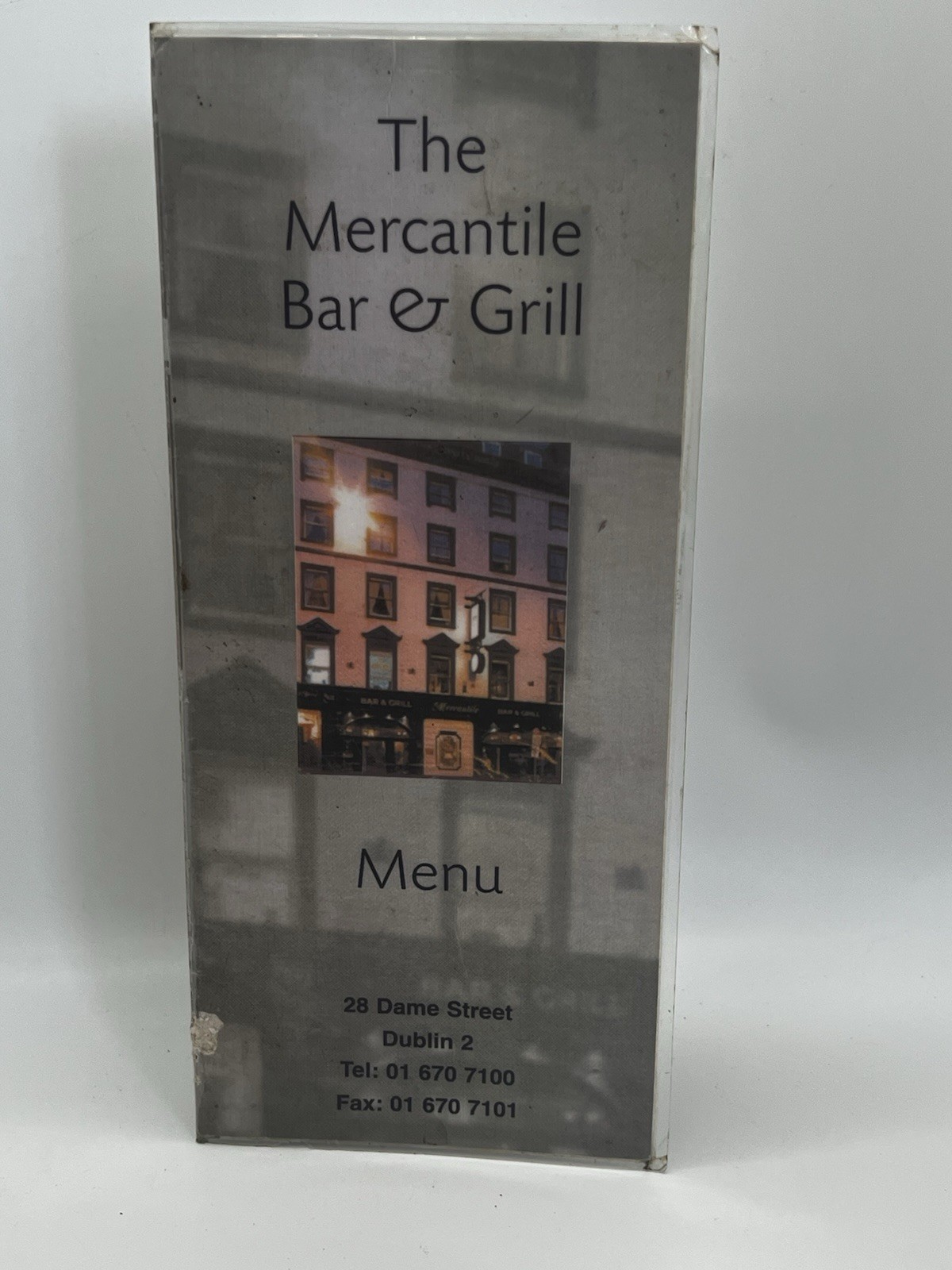 Menu From Your Favorite Restaurant THE MERCANTILE BAR GRILL Dublin Ireland Dame