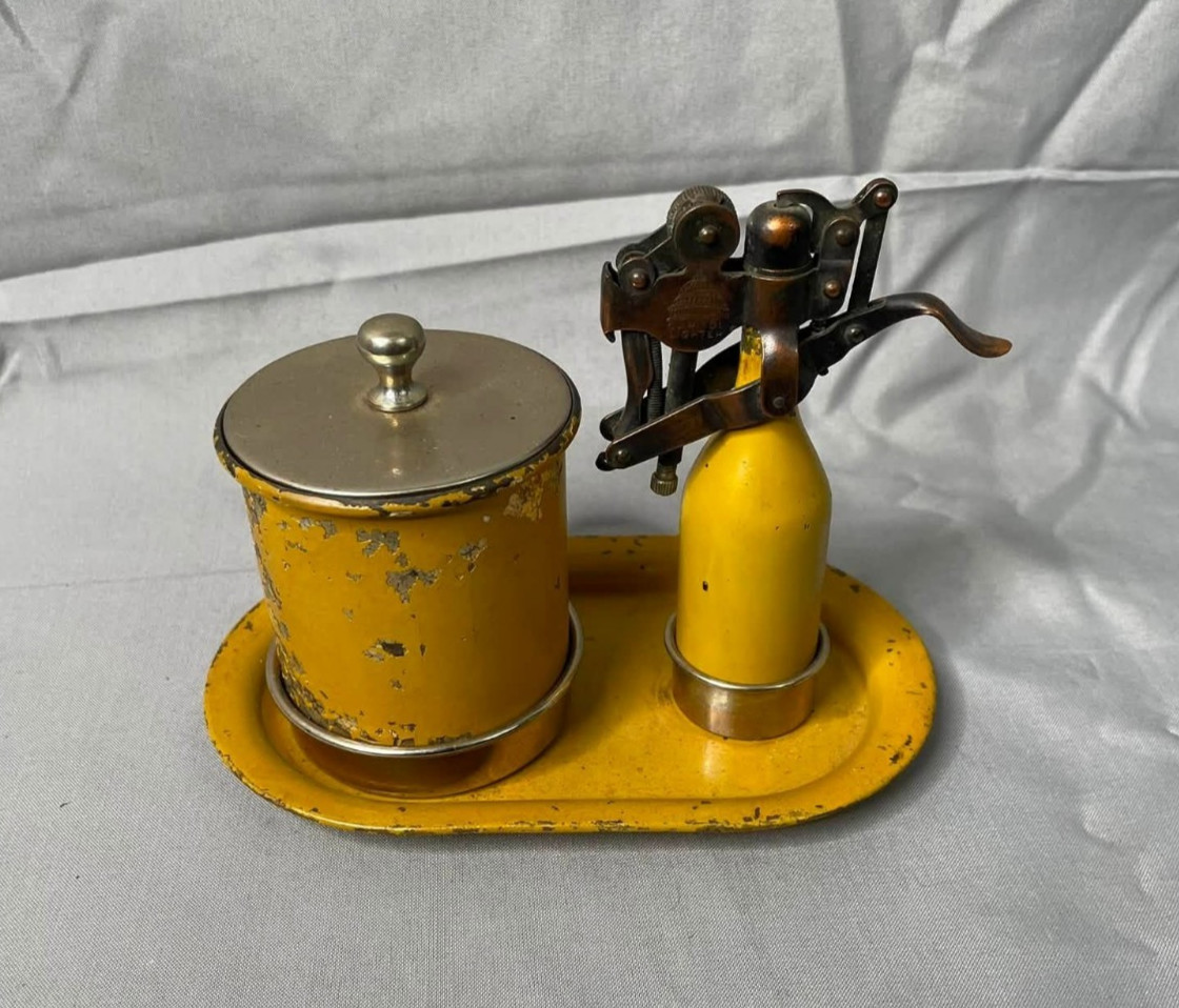 Vintage 1912 Capitol Table Lighter & Cigarette Holder, Ash Tray Combination