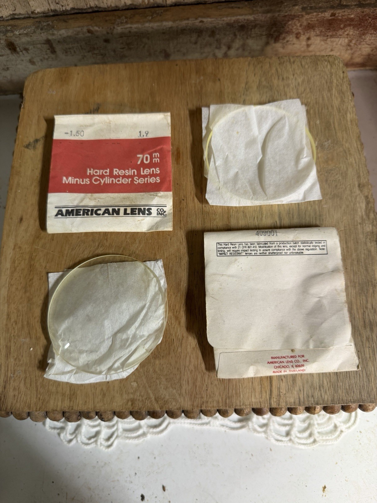 Vintage American Optical Tillyer Industrial Thickness Lenses Clear -1.50 1.9