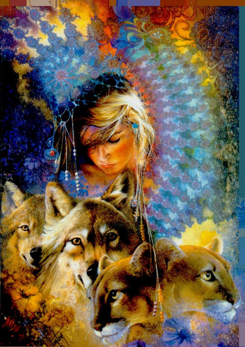 VTG Iris BIRTHDAY Greeting Card +Env Native American Wolf Cougar Denton Lund VTG Iris BIRTHDAY Greeting Card +Env Native American Wolf Cougar Denton Lund