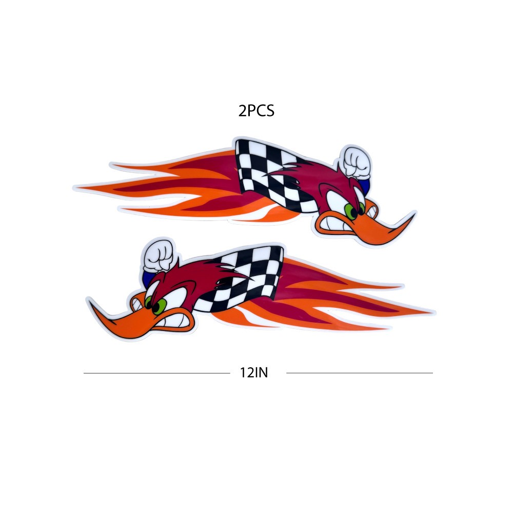 Woodpecker Sticker Decal Woody 12in Bumper Motocross Weather Proof pack of 2