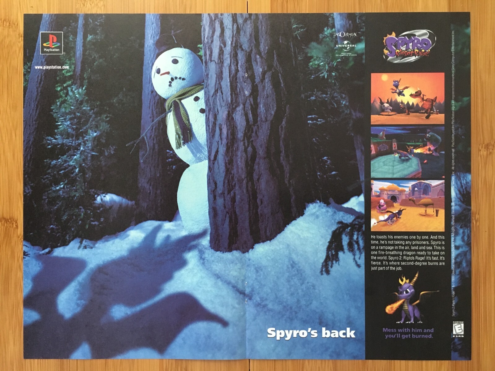 1999 Spyro 2 Ripto's Rage PS1 Playstation 1 Print Ad/Poster Spyro the Dragon Art