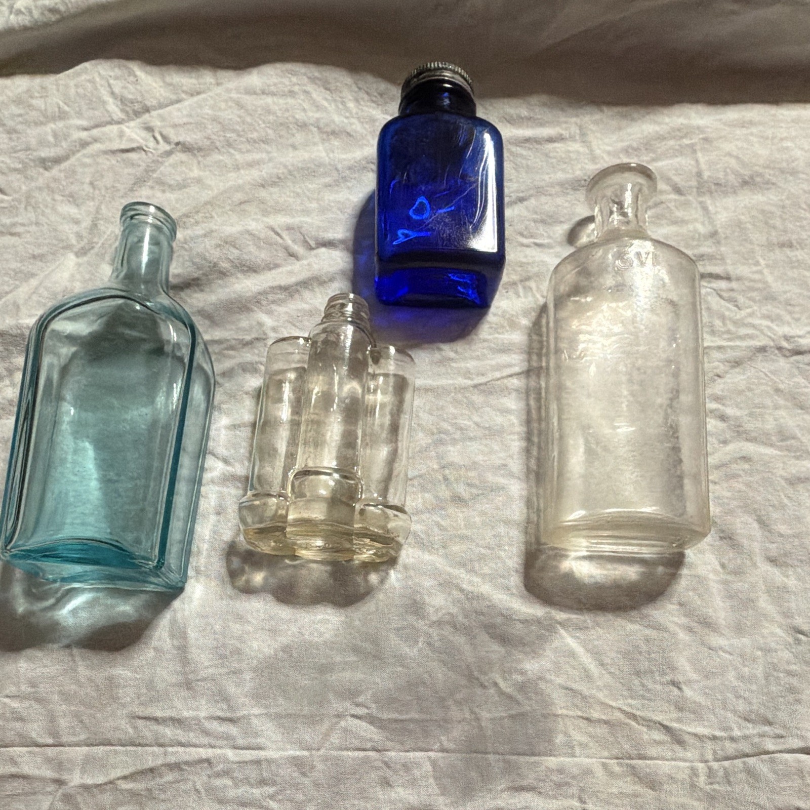 Vintage Antique Glass Bottle Lot 1920s-1940s: Ball , Edelweiss, Owens, M Cobalt