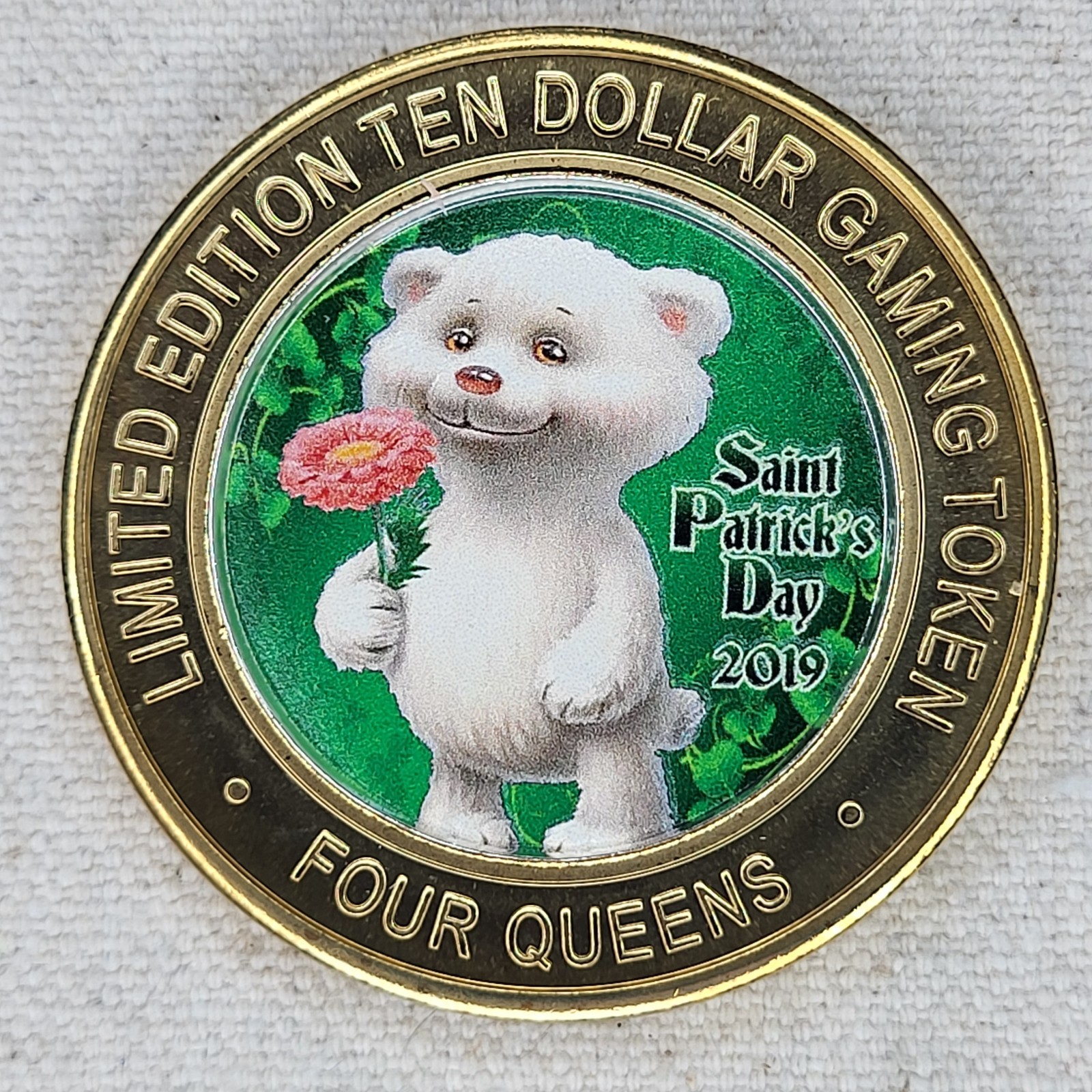 2019 Four Queens Silver Strike $10 St Patrick's Day Lucky Bear .999 Limited