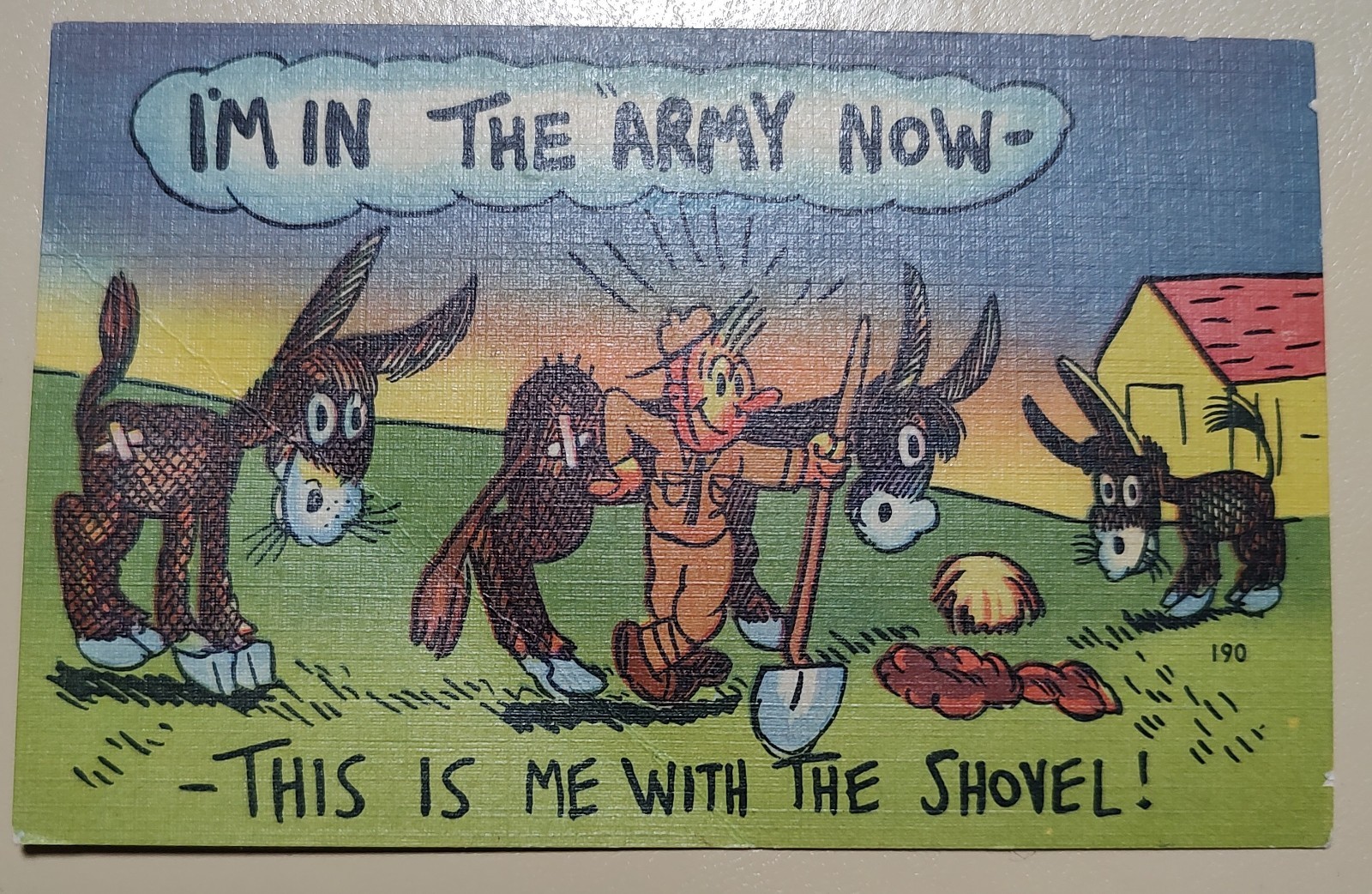 Vintage WW2 Postcard Comic Military Army Humor has fold s6 Vintage WW2 Postcard Comic Military Army Humor has fold s6