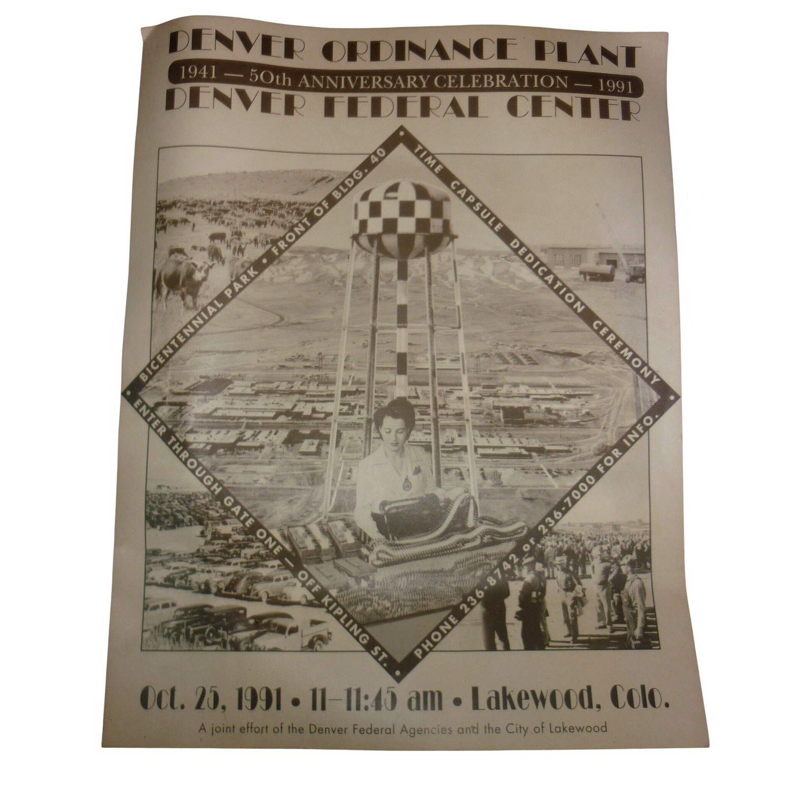 1991 Denver Ordnance Plant  Anniversary Poster Lakewood Colorado Federal Center
