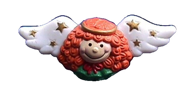 Russ PIN Christmas Vintage ANGEL Redhead with Stars 1980s Holiday Brooch