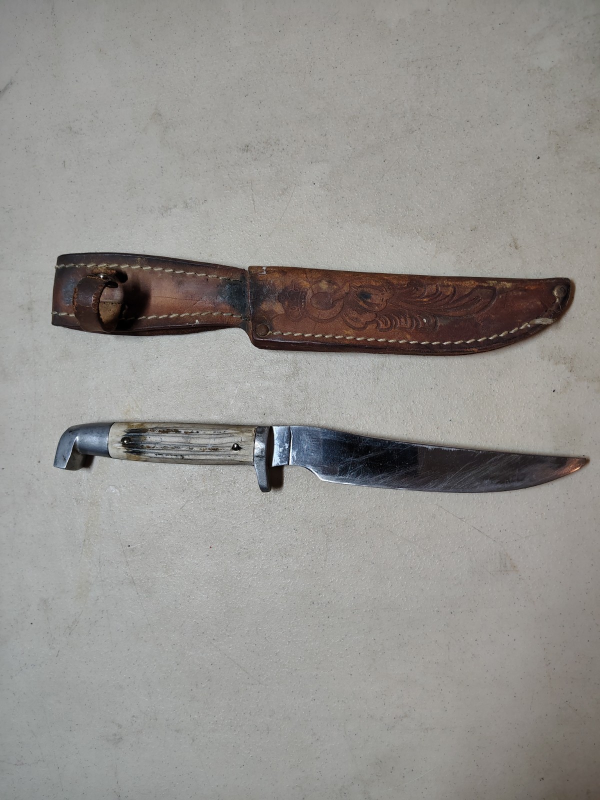 Vtg Queen Steel Cutlery Knife #75 w Sheath