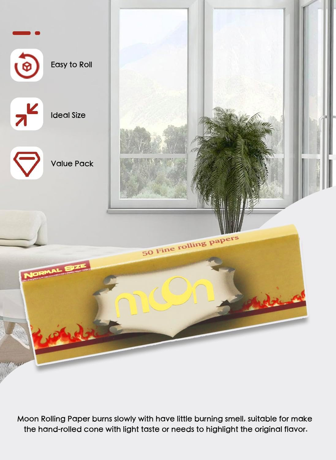 70mm Unbleached Rolling Papers,Regular Size 1 Box 50 Booklets 2500 Sheets
