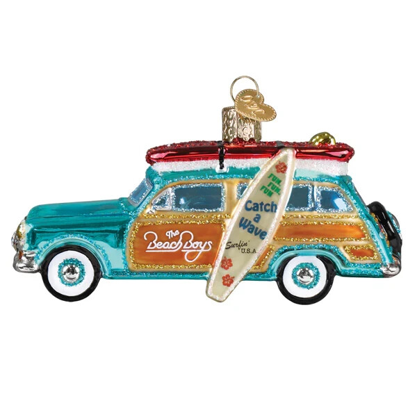 Old World Christmas THE BEACH BOYS SURFIN' WOODY (38090) Glass Orn. w/OWC Box