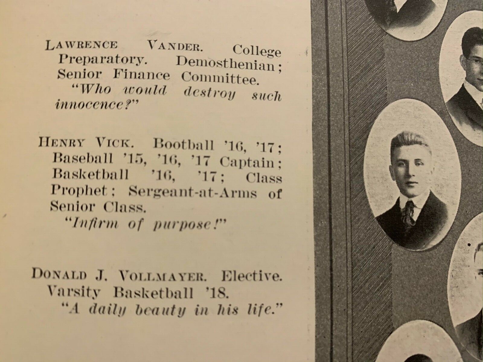 Scott High School Yearbook w/ Henry Ernie Vick MLB  Cardinals 1918 Toledo, Ohio