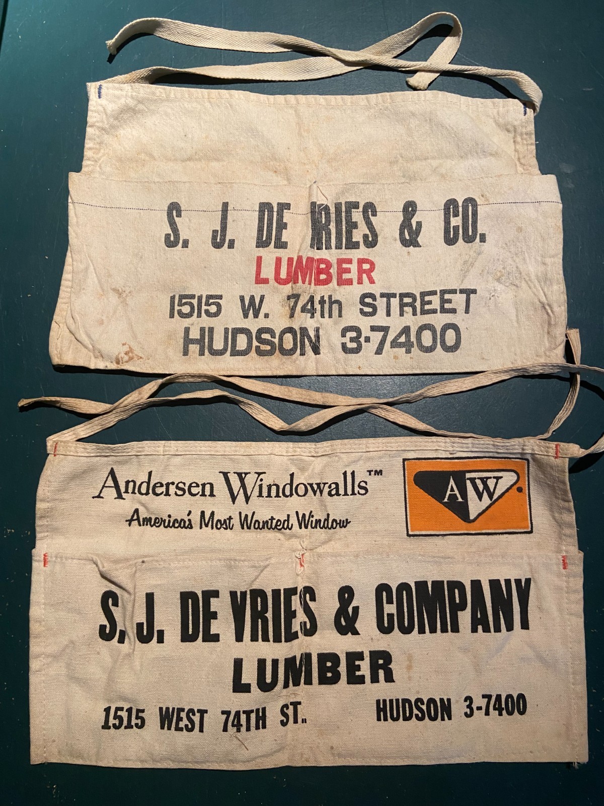 2- Vintage Carpenter's Cloth Nail Aprons