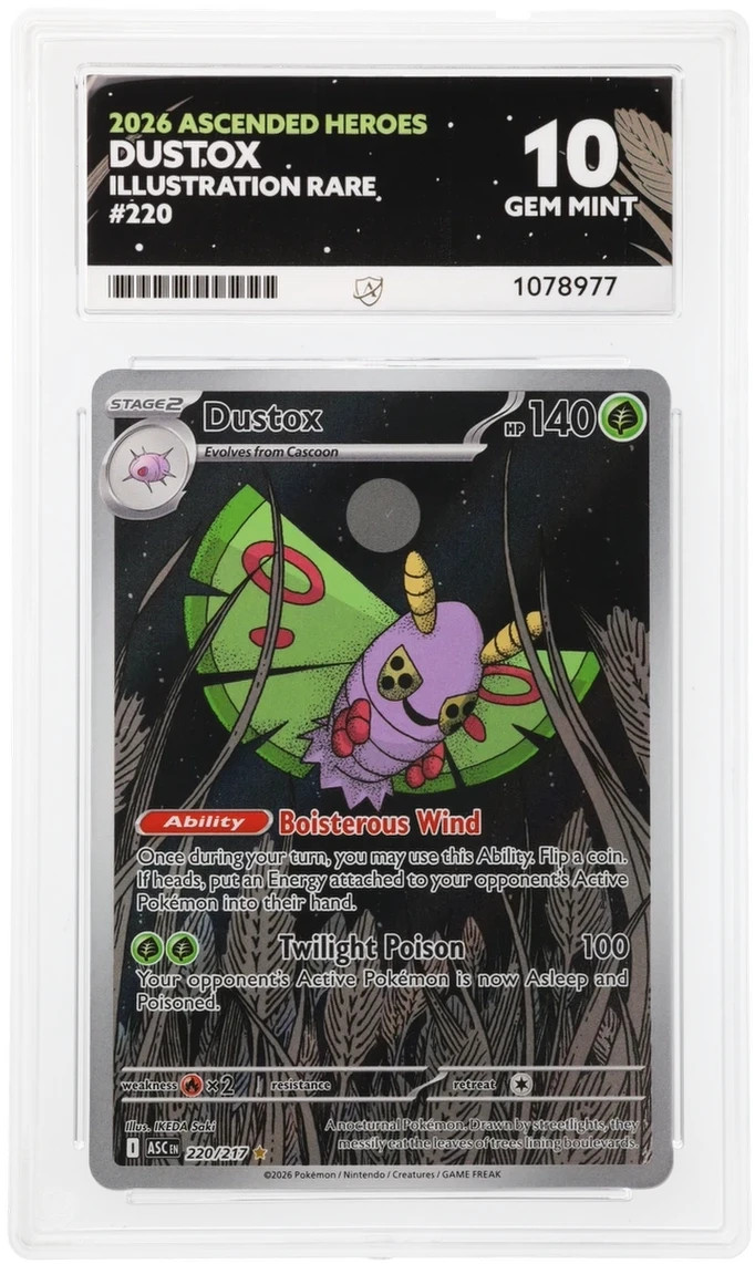 Dustox Ascended Heroes 220/217 Illustration Rare Perfect Subgrades ACE 10 🍃 Dustox Ascended Heroes 220/217 Illustration Rare Perfect Subgrades ACE 10 🍃