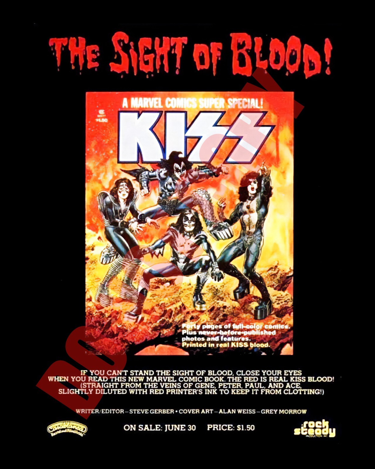 1977 KISS Marvel Comic Book Magazine Ad 8x10 Photo