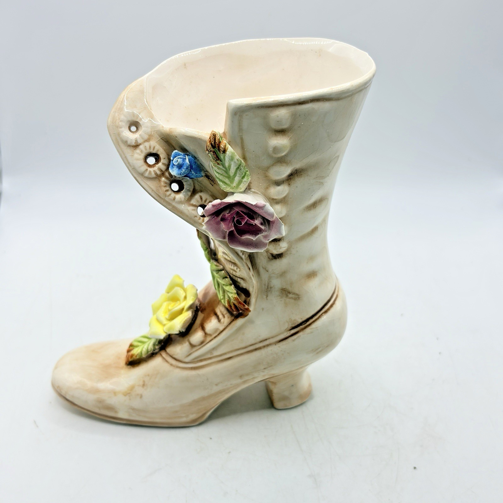 Victorian Shoe Boot Figurine Floral Pattern Porcelain Mini M.I. VINTAGE Victorian Shoe Boot Figurine Floral Pattern Porcelain Mini M.I. VINTAGE
