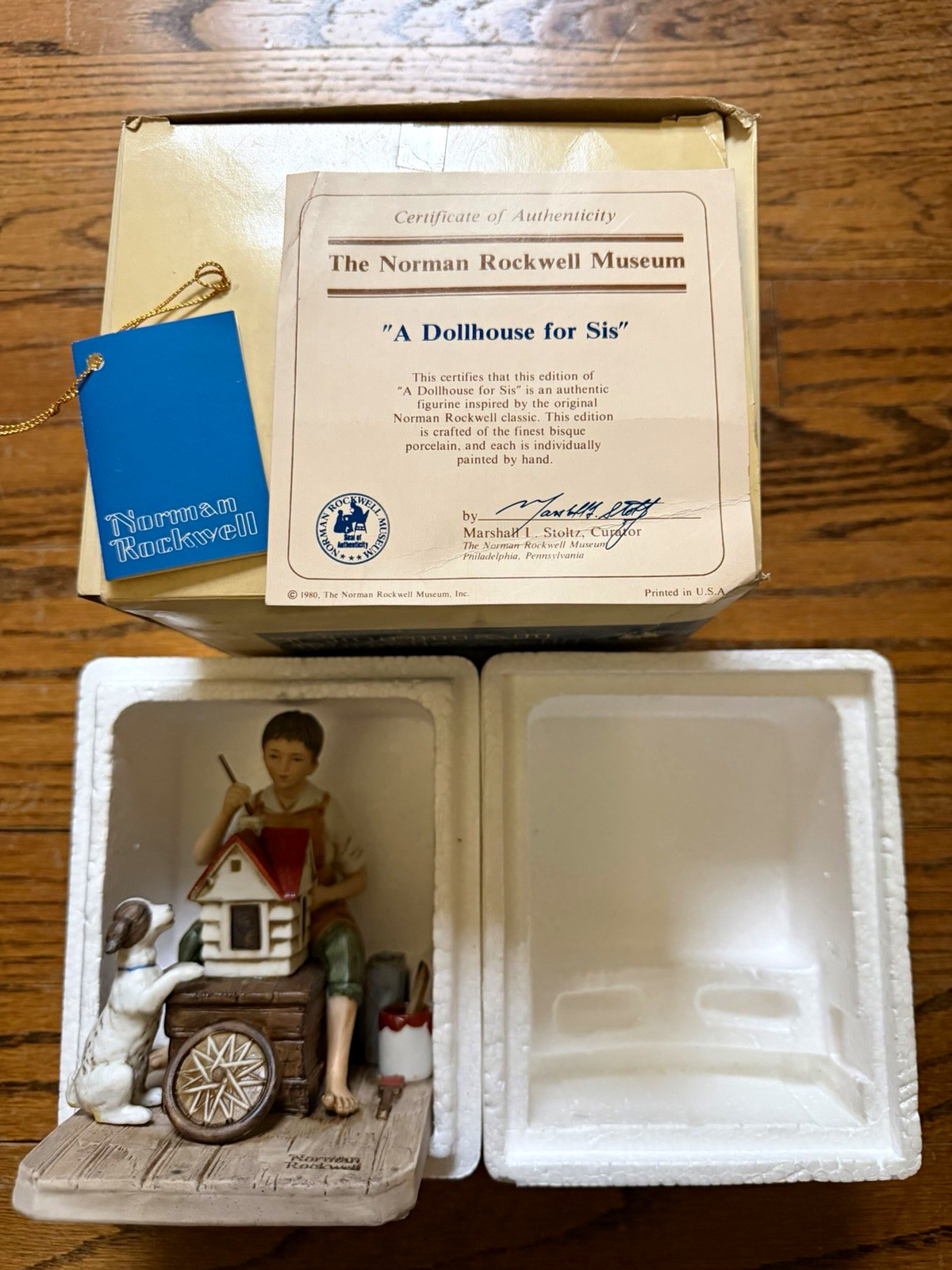 Norman Rockwell A Dollhouse for Sis Bisque Figurine 1980-Boxed