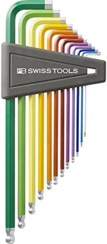 PB SWISS TOOLS 12-Piece Rainbow Chrome Plated Ball End Hex Key Set 1/2\ PB SWISS TOOLS 12-Piece Rainbow Chrome Plated Ball End Hex Key Set 1/2\