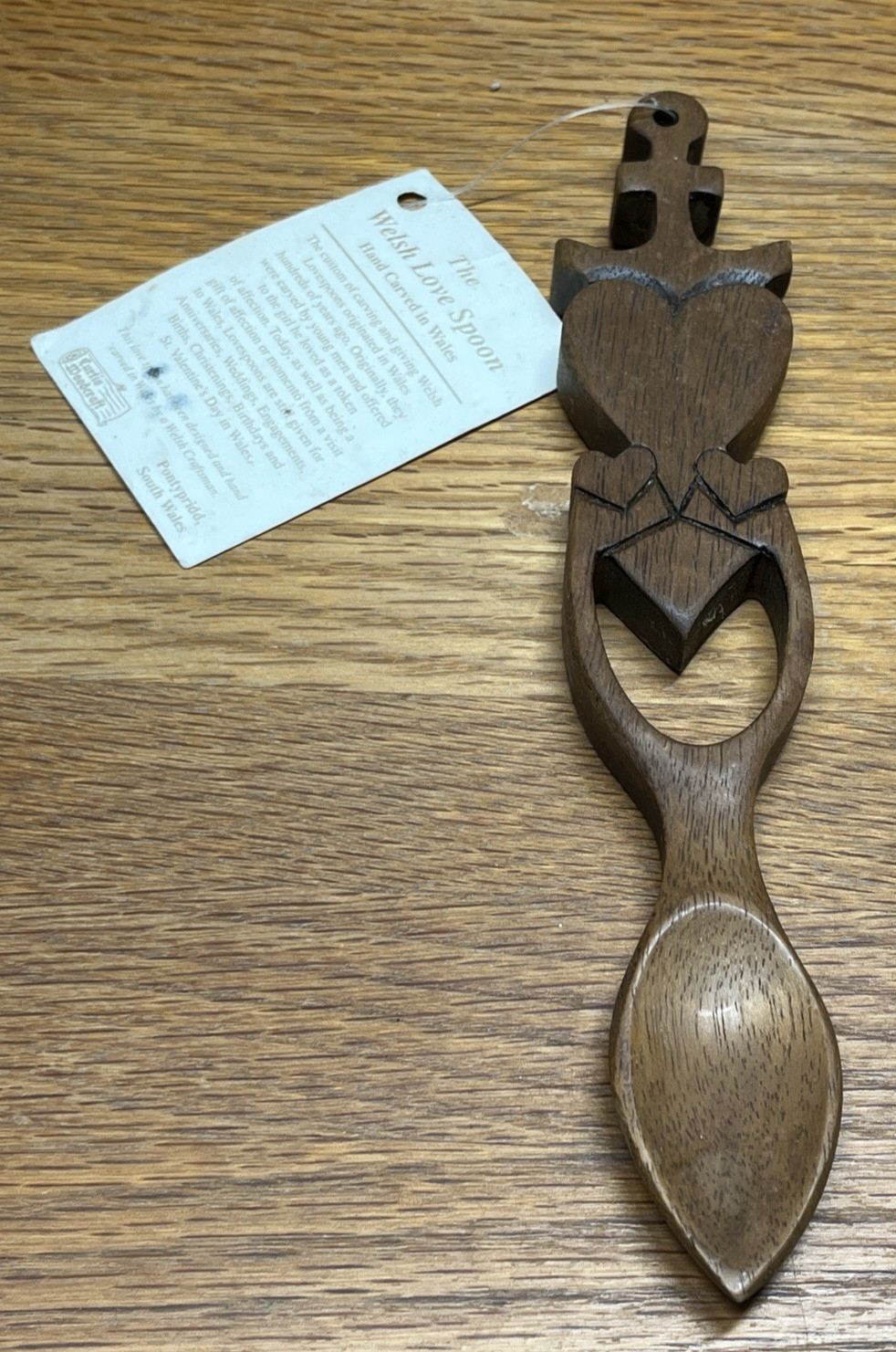 Vintage Welsh Love Spoons Hand Carved Heart Anchor Keyhole Paul Curtis Celtic