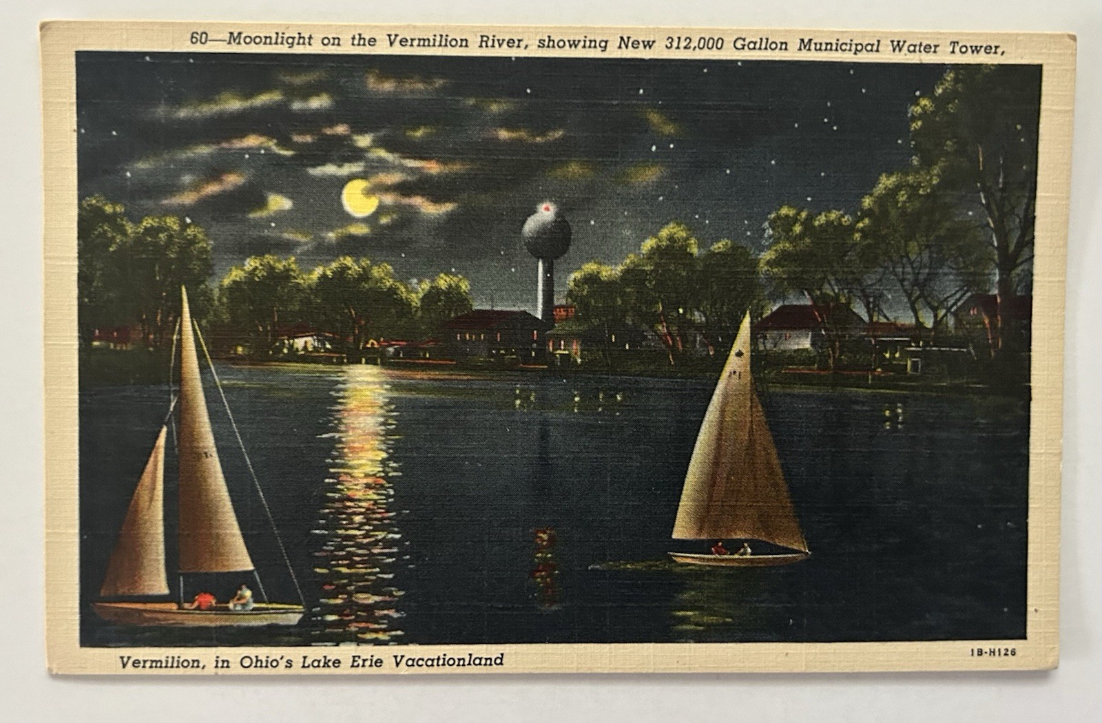 Vintage Moonlight Vermilion River Vermilion Ohio Lake Erie Postcard 1949 A4 Vintage Moonlight Vermilion River Vermilion Ohio Lake Erie Postcard 1949 A4
