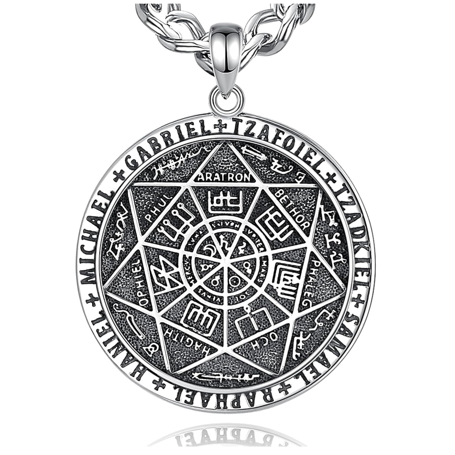 925 Sterling Silver Seal of Seven Archangels Pendant Necklace - 24 925 Sterling Silver Seal of Seven Archangels Pendant Necklace - 24